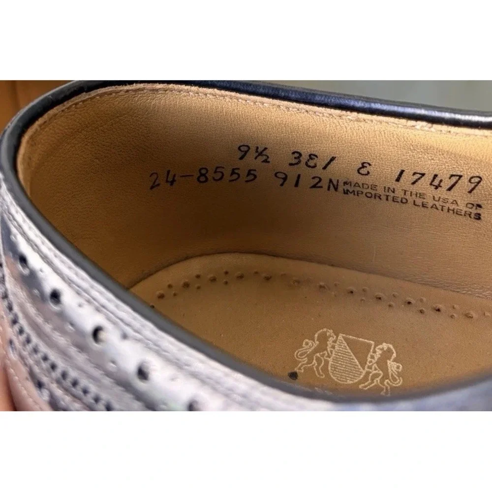 Vin.90's Johnston Murphy Aristocraft Black Lthr Wingtip Greenwich Oxford 9.5 EEE
